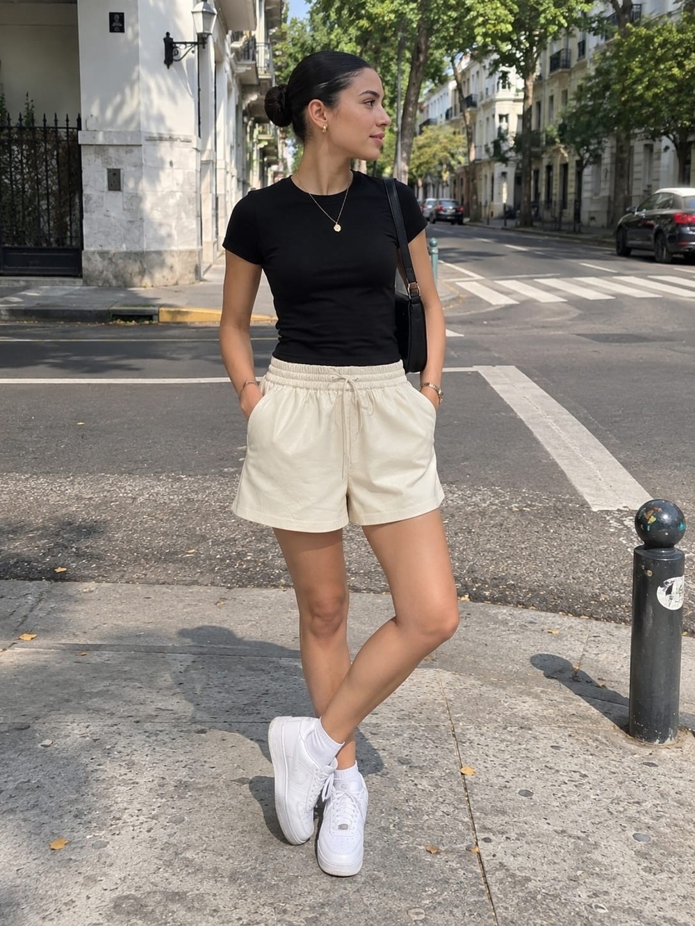 Good American  Better Than Leather Short in Bone Size 2